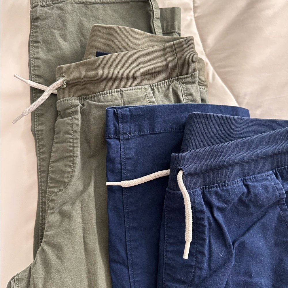 2 Pairs of Lands End Pants (size 10-12 slim, navy and olive)